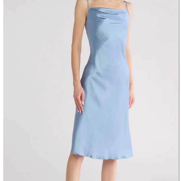 Light Blue Silky Bebe Dress NWT - Picture 1 of 3